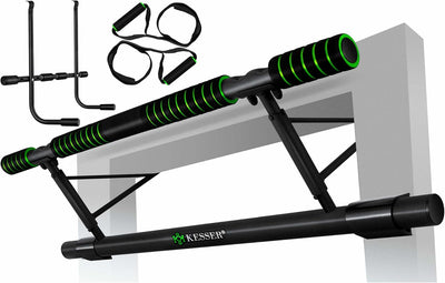 KESSER® 4in1 Premium Klimmzugstange inkl. DIP-Station & Power Ropes, klappbare Türreck, sichere Türr