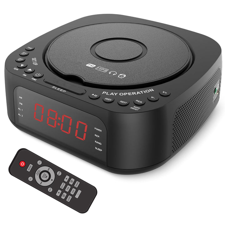 Ejoyous Radiowecker mit CD Player, Tragbar Weckerradio Bluetooth Radio Wecker mit Mehreren Weckzeite