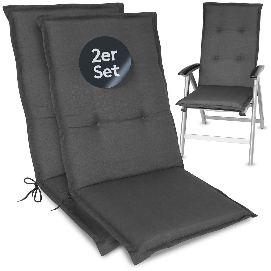 LILENO HOME Gartenstuhl Auflagen als [2er Set - Hochlehner] in Uni Anthrazit (Tami) - Bequeme Liegen
