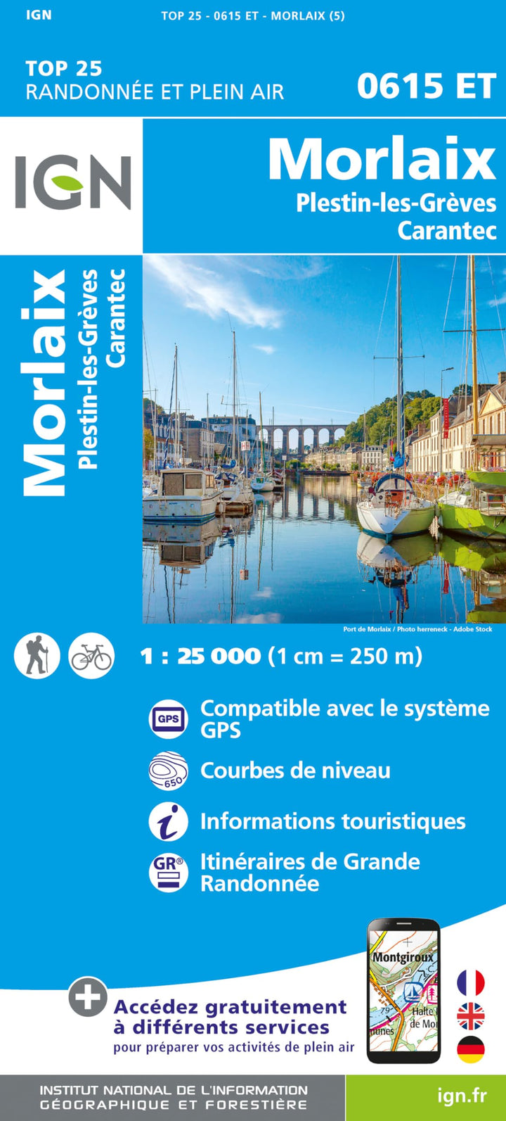 0615ET Morlaix Plestin-les-Grèves: 1:25000 (TOP 25), Karte