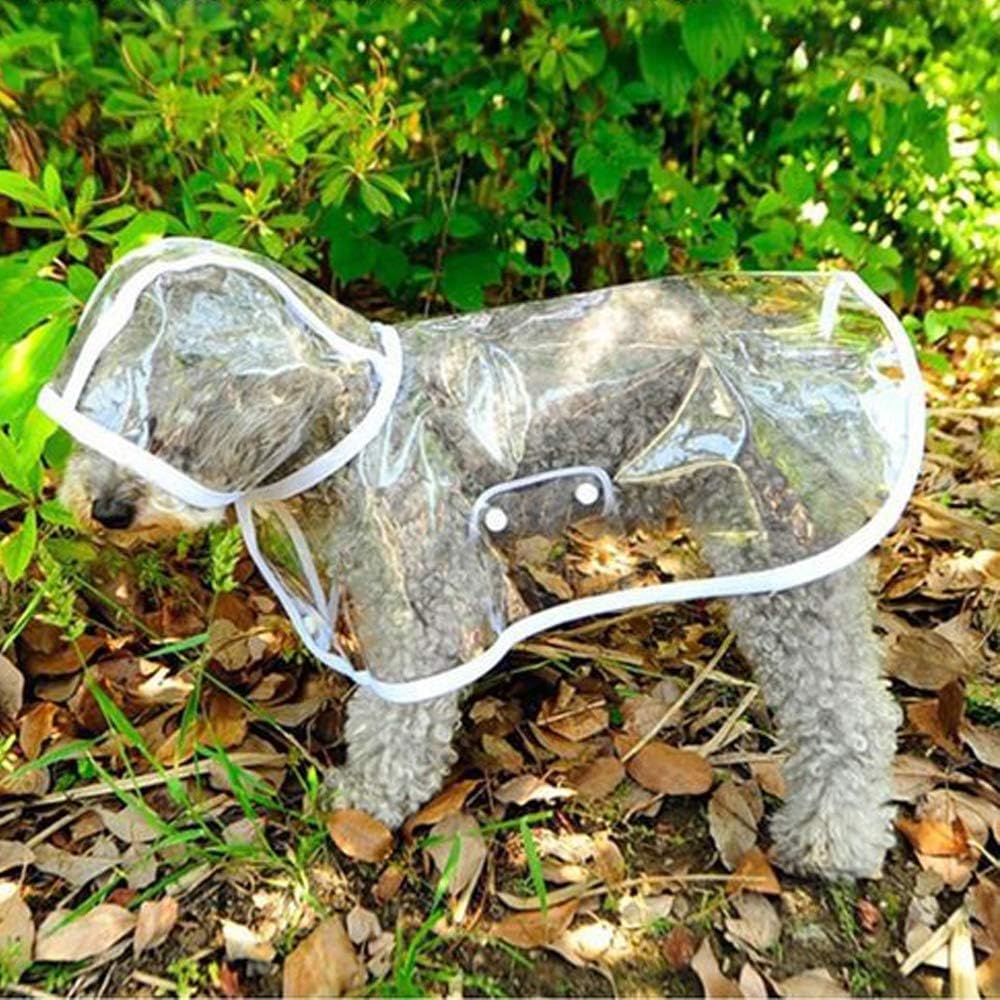 KoKoBin Reflektierender Mantel für Hunde und Katzen mit Kapuze, verstellbar, PVC, transparent, wasse