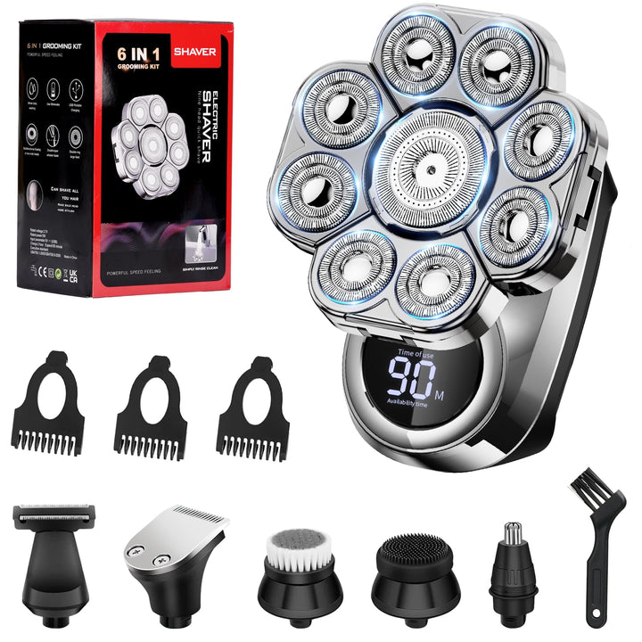 Glatzen Rasierer Herren Elektrisch 9D Skull Shaver – Nass & Trocken Kopfrasierer Wasserdicht mit USB