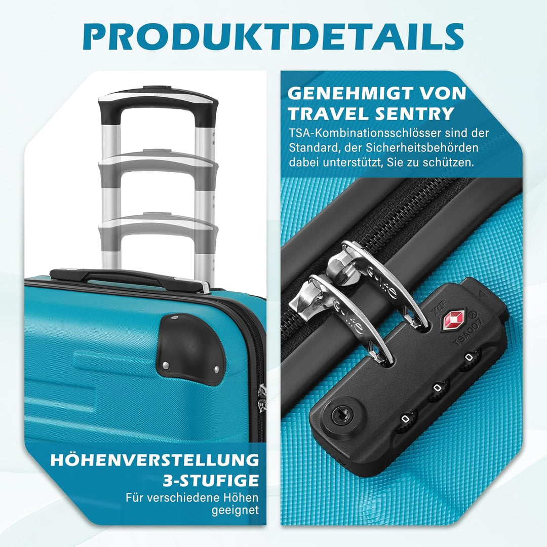 COOLIFE Hartschalen-Koffer Rollkoffer Reisekoffer Vergrösserbares Gepäck (Nur Grosser Koffer Erweite