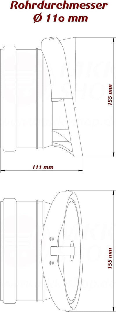 Rückstauklappe Froschklappe Ø 110 mm orange Auslaufstück HT KG Dränage Rohr Kanal Ø 110 Mm (Orange)