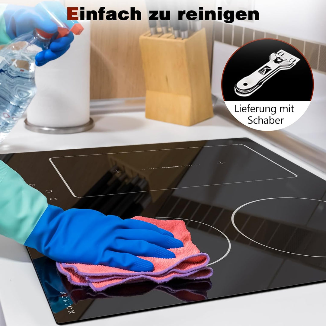 NOXTON Induktionskochfeld 60 cm mit Flexzonen, Autarkes Induktionsfeld 4 Platten, Kochfeld Induktion