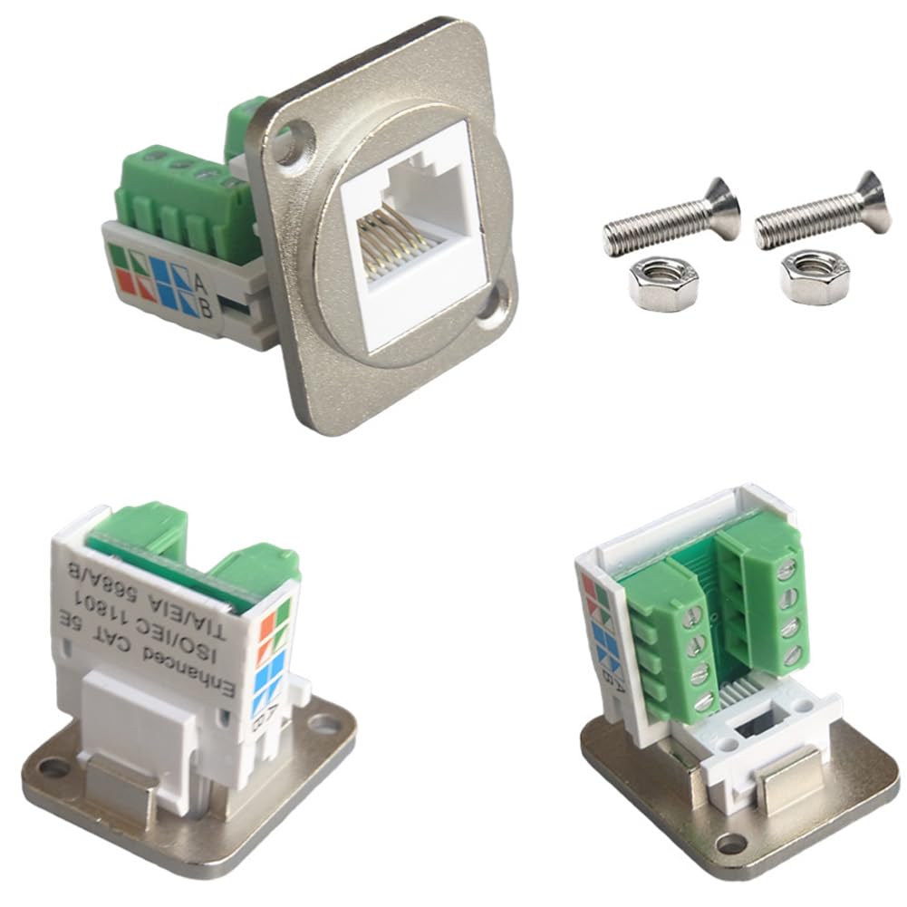 PENGLIN 2 Stück RJ45 Schraubklemmenadapter für Schalttafelmontage，D-Typ RJ45 8P8C Modularer Einbaust