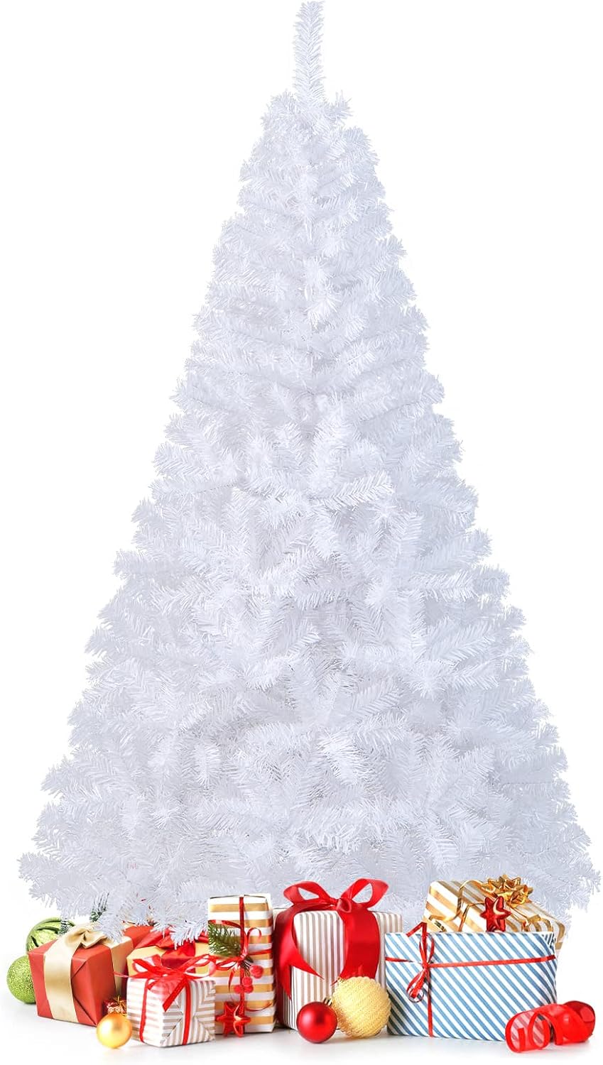 GOPLUS 150/180/210/240cm Weihnachtsbaum Weiss, Festliche Weihnachtdekoration für Zuhause, Weisser Ta