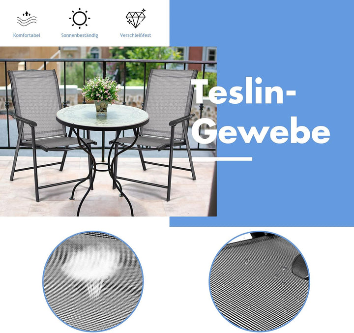 GOPLUS 2er Set Klappstuhl für Indoor und Outdoor, Gartenstuhl mit Rückenlehne und Armlehne, Balkonst