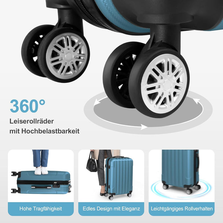 LALAHO Kofferset 5 teilig mit Kosmetikkoffer, Hartschalen Koffer Set aus ABS, Reisekoffer Set, Gepäc