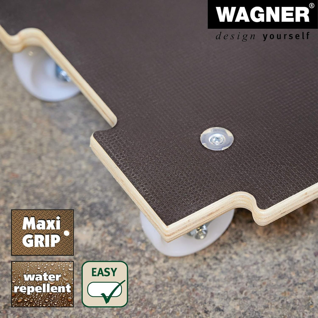 WAGNER Transportroller Transporthilfe I Schichtholz mit Grip 59 x 39 x 11 cm, Tragkraft 250 kg I Möb