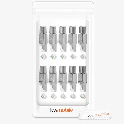 kwmobile 10x CAT 6A RJ45 Netzwerkstecker - mit Zugentlastung - geschirmt - werkzeuglos - CAT 6 LAN N