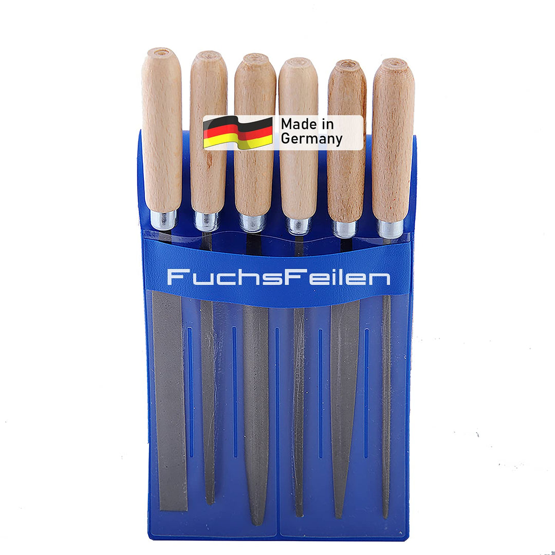 MXID Schlüsselfeilen 6-tlg MADE IN GERMANY, Feilenset Metall Flachstumpf,Flachspitz,Dreikant,Vierkan