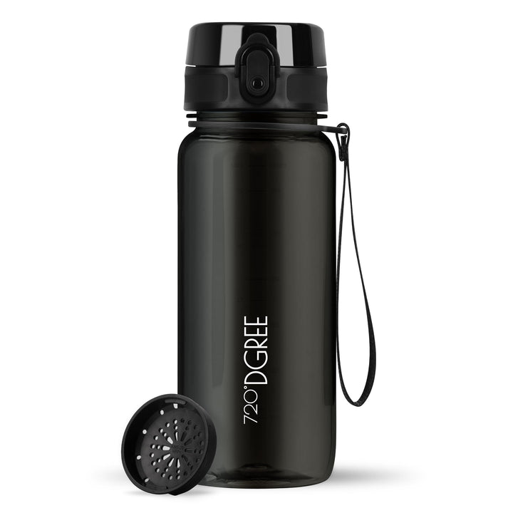 720°DGREE Trinkflasche 650ml “uberBottle“ crystalClear +Sieb - BPA-Frei - Auslaufsichere Wasserflasc