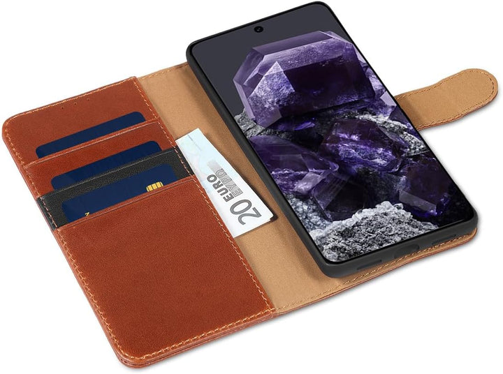 LENSUN Echtleder Hülle für Google Pixel 8, Handyhülle [Echtes Leder] [Magnetverschluss] [Standfunkti