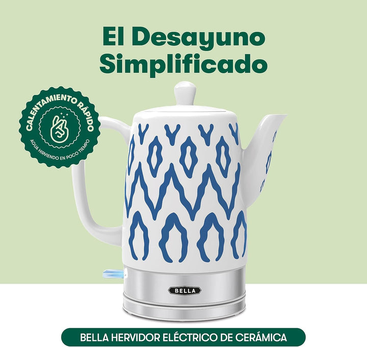 BELLA 1.5L Electric Ceramic Kettle - Blue Aztec Blau Aztec, Blau Aztec