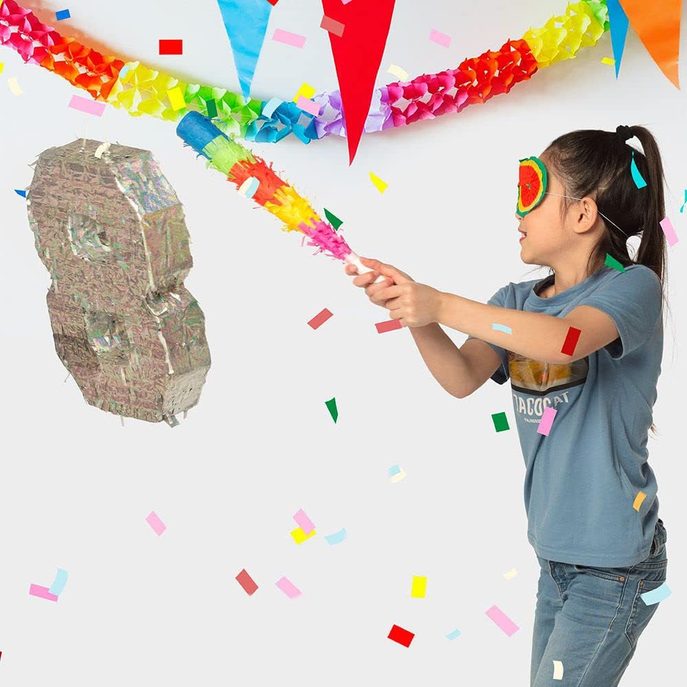 Boland - Zahlen Pinata, Grösse 40 x 28 x 8 cm, holografische Ziffer, Nummer, Silber, Jubiläum, Gebur
