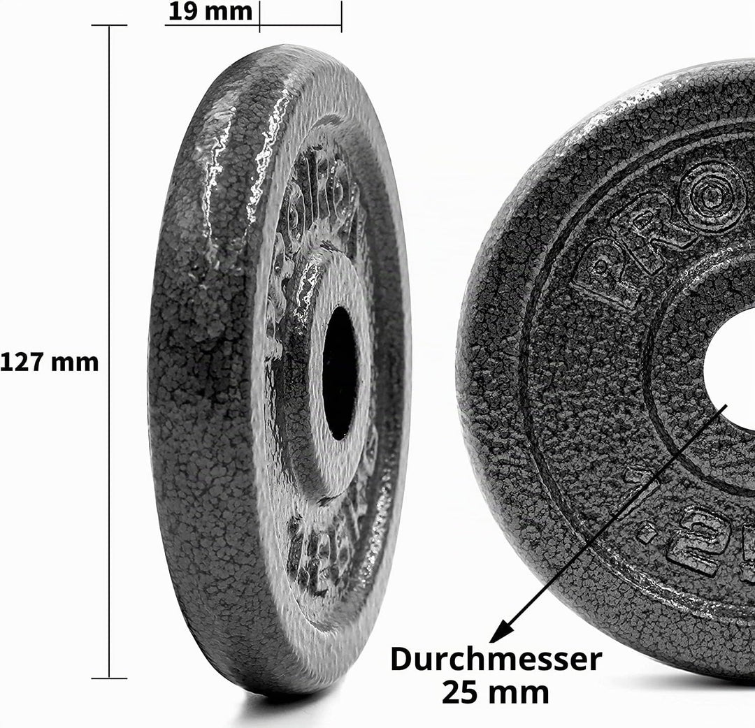 PROIRON Hantelscheiben-Set aus Gusseisen, 1,25 kg, 2,5 kg, 5 kg, 10 kg (verschiedene Grössen) für 2,
