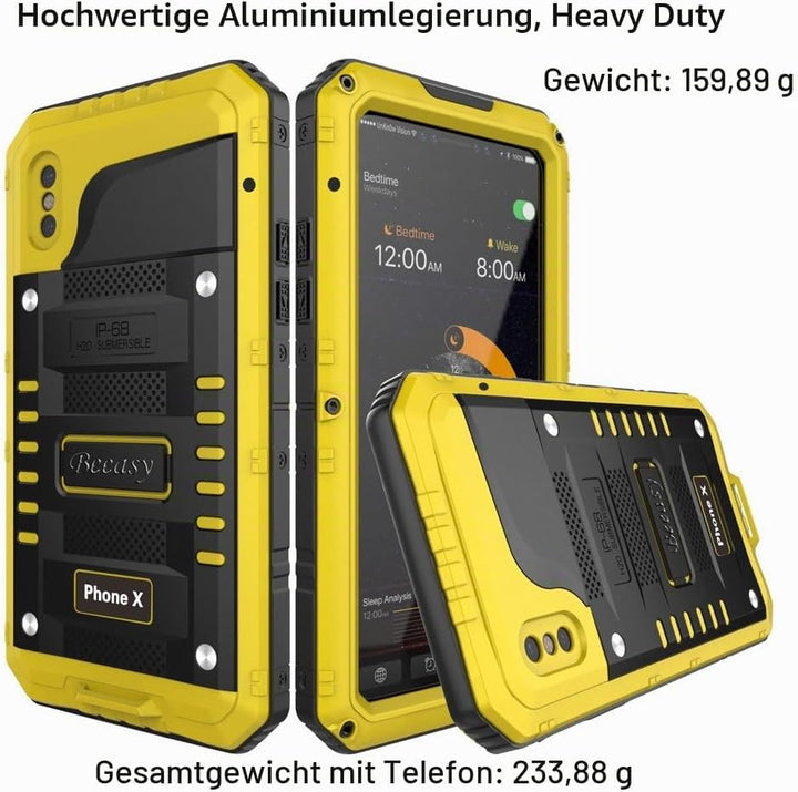 Beeasy Hülle Kompatibel mit iPhone X/XS, Wasserdicht Outdoor Stossfest Handy Case Militärstandard Sc