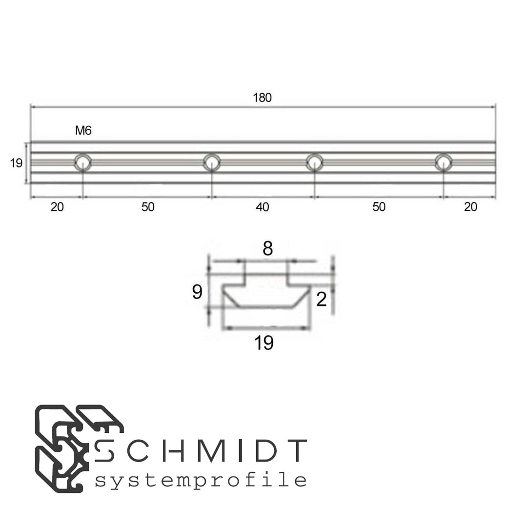 SCHMIDT systemprofile 10x Profilverbinder Nut 8 180mm Streckenverbinder mit Madenschrauben Aluprofil