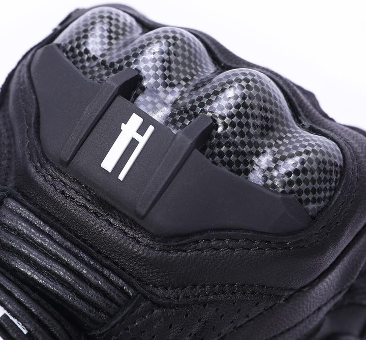 Harssidanzar Motorradhandschuhe aus Leder für Männer und Frauen,Touchscreen Powersports Carbon Fiber