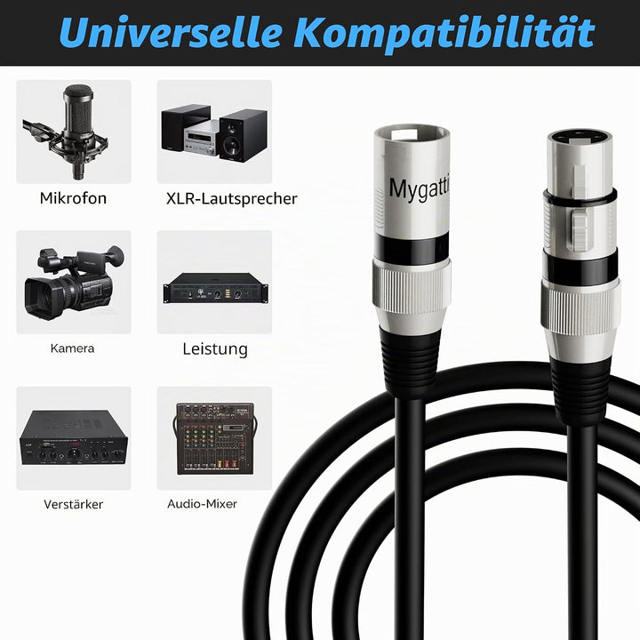 XLR-Kabel Mikrofonkabel 15m(schwarz),Stecker auf Buchse,3 polig abgeschirmt ausbalanciert Patchkabel