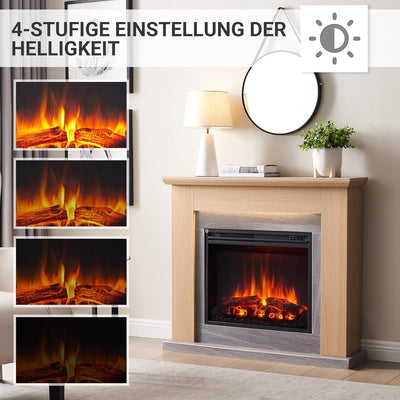 CrownFlame Hektor Elektrokamin - Elektrischer Standkamin mit Heizung 1000/2000 W, realistischer 3D-F