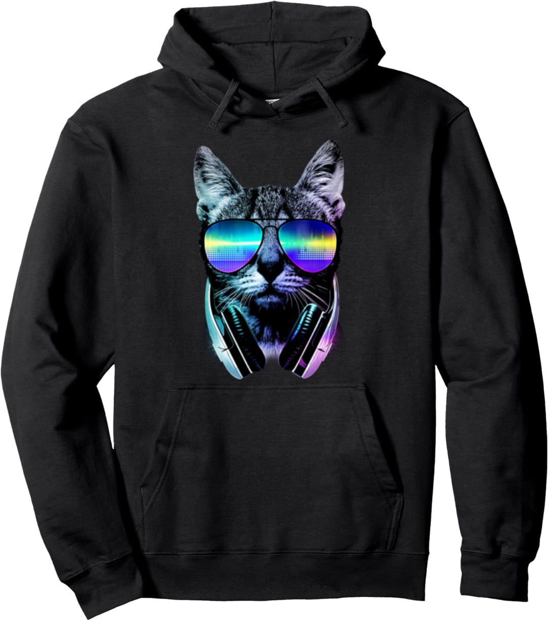 DJ Cat Kopfhörer Pullover Hoodie