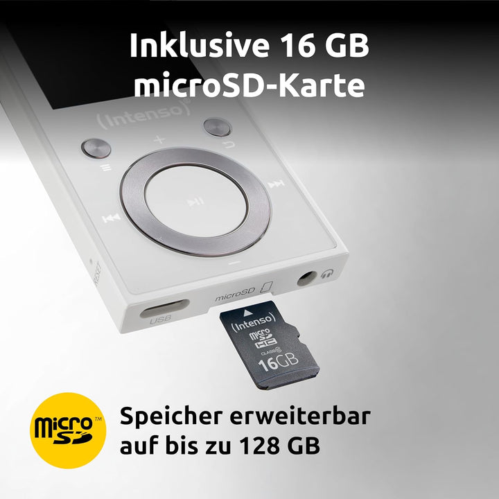 Intenso MP3 Player Video Scooter 1,8 Zoll Bluetooth weiss weiss 16GB Single, weiss 16GB Single