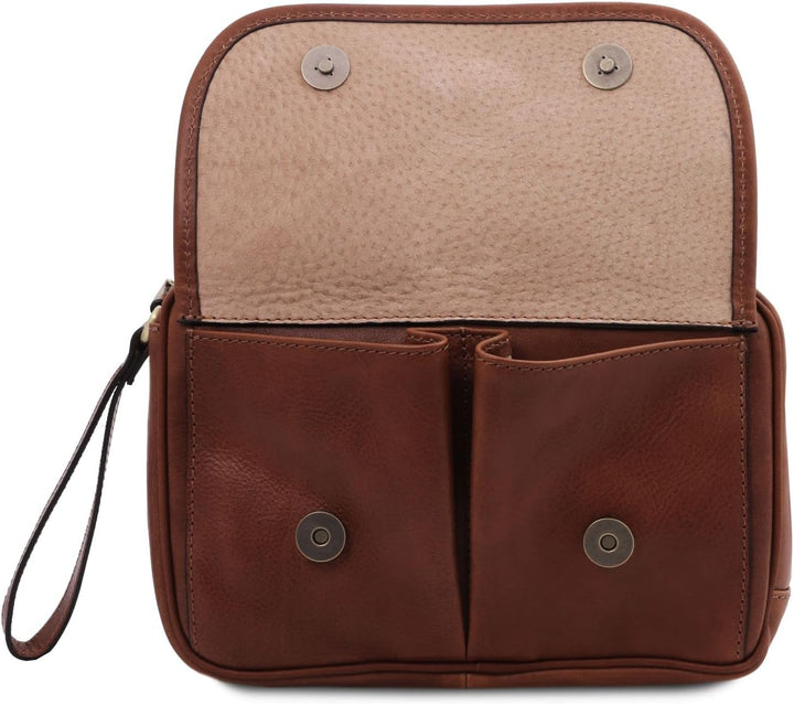 Tuscany Leather Ivan Handgelenktasche/Herrentasche aus Leder Braun, Braun