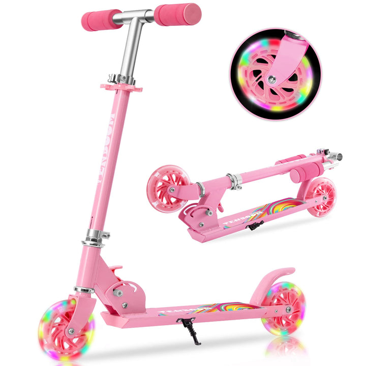 TENBOOM Roller Kinder ab 3 Jahre, 2 Räder Klappbar Scooter,3 Höhenverstellbare Kinderroller,Led-räde