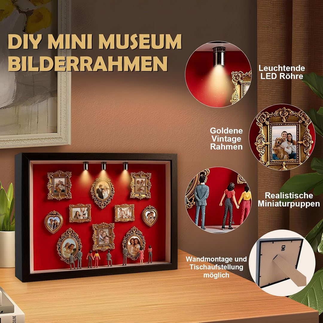 Kitimi Mini Museum Bilderrahmen, DIY Mini Museum Silhouette Box mit LED Licht, DIY Fotospeicher Bild
