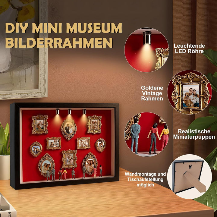 Kitimi Mini Museum Bilderrahmen, DIY Mini Museum Silhouette Box mit LED Licht, DIY Fotospeicher Bild