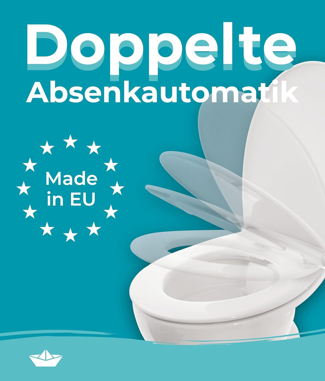 Calmwaters® Nachhaltiger Toilettendeckel, Made in EU, WC-Sitz mit Absenkautomatik, 100% recycelter K