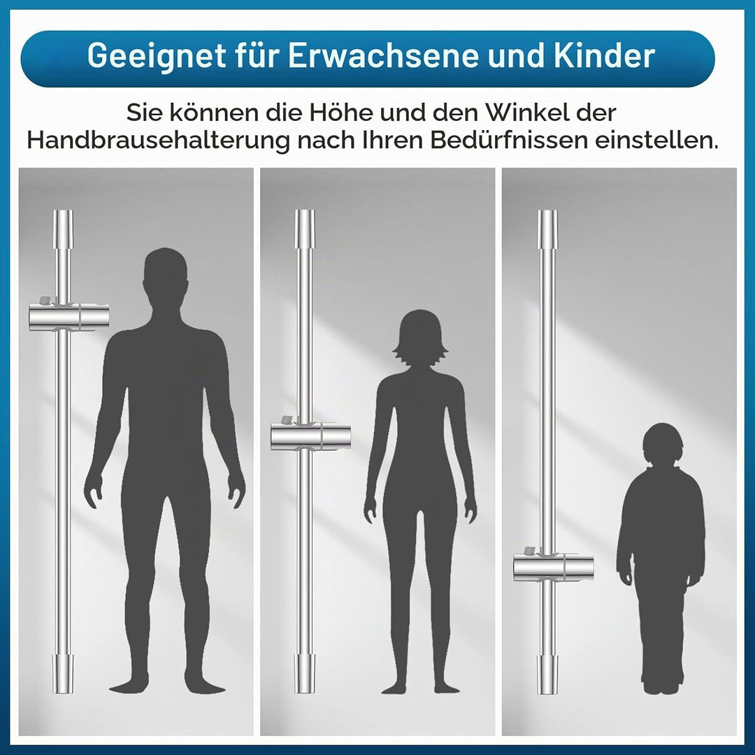 Edelstahl Duschstange 67cm, SREWOHS Brausestange mit Duschkopfhalterung Verstellbar und 360°Drehbar