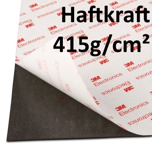 NEODYM Power-Magnetfolie 300 x 300 x 1,5 mm Rückseite selbstklebend mit 3M Kleber, stark magnetisch