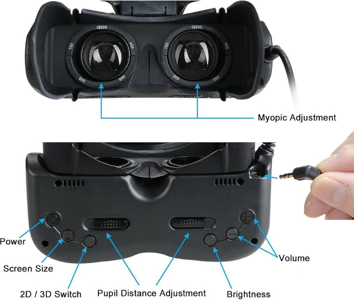 VISIONHMD Visionhmd Bigeyes H1 3D-Videobrille mit HDMI-Eingang, Schwarz, 160 x 52 x 63 mm
