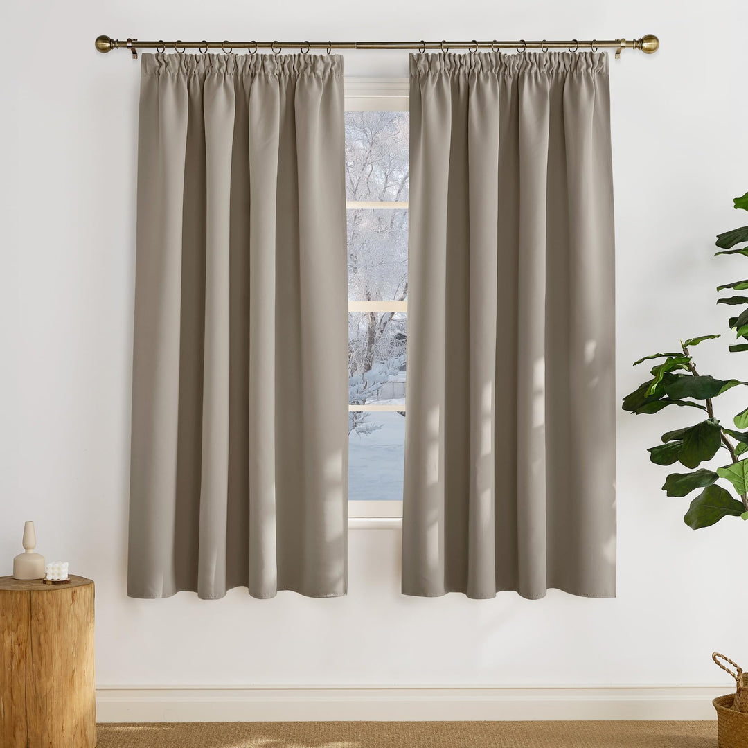 PONY DANCE Vorhang Wärmisolierend Kräuselband Gardinen Blickdicht 2er Set H 175 x B 140 cm Schlafzim