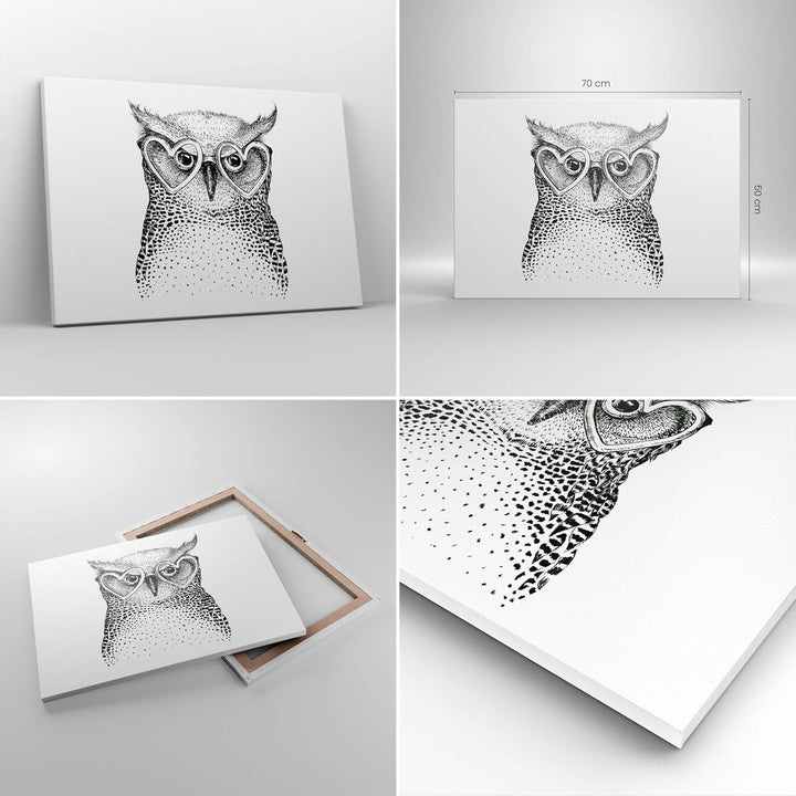 Bilder auf Leinwand Mode Design Eule Aquarell Leinwandbild 70x50cm Wandbilder Dekoration Wohnzimmer