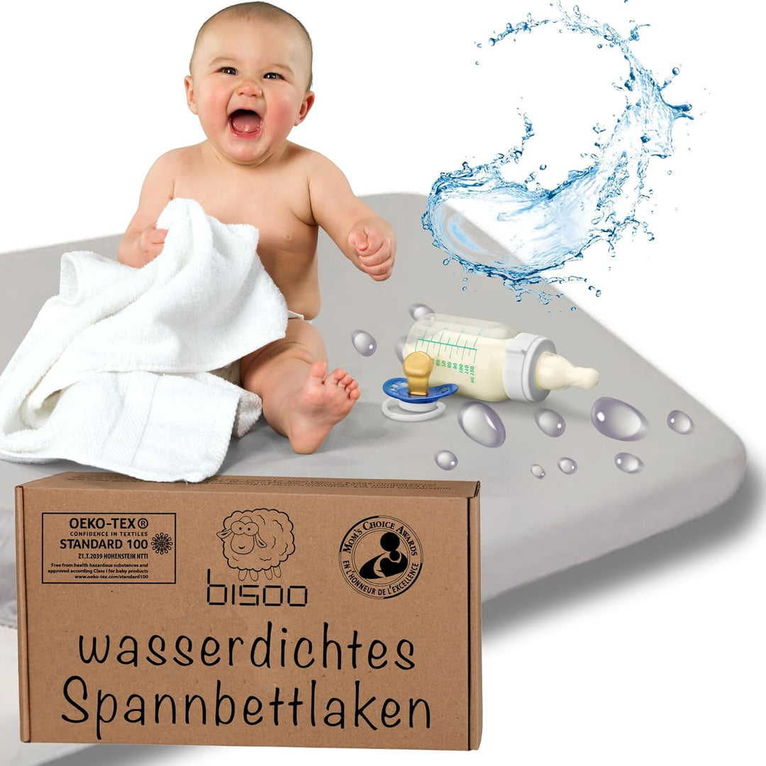 Bisoo Spannbettlaken 60x125 Baby - Matratzenschoner 60x125 Baby Wasserdicht Bettlaken für Babybett W