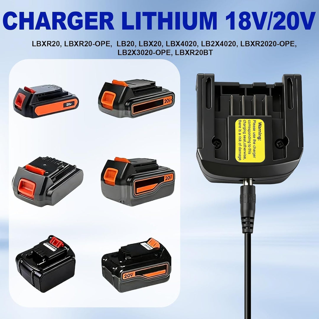 LCS1620 18V/20V Lithium-Ionen-Ladegerät für Black & Decker, Ersatzladegerät passend für 10,8V/14,4V/