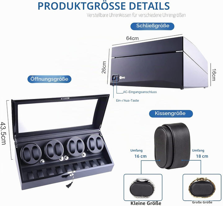 XTELARY Luxus Automatische Uhrenbeweger für 8+9 Uhren