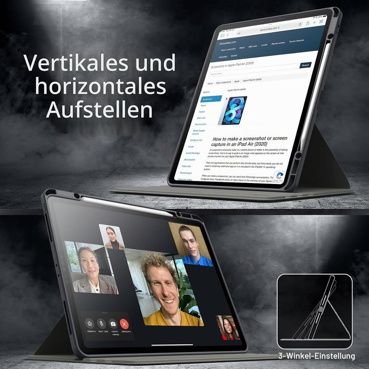 JETech Rotierende Hülle für iPad Pro 12,9 Zoll (2022/2021/2020/2018) mit Stifthalter, 360 Grad Drehb