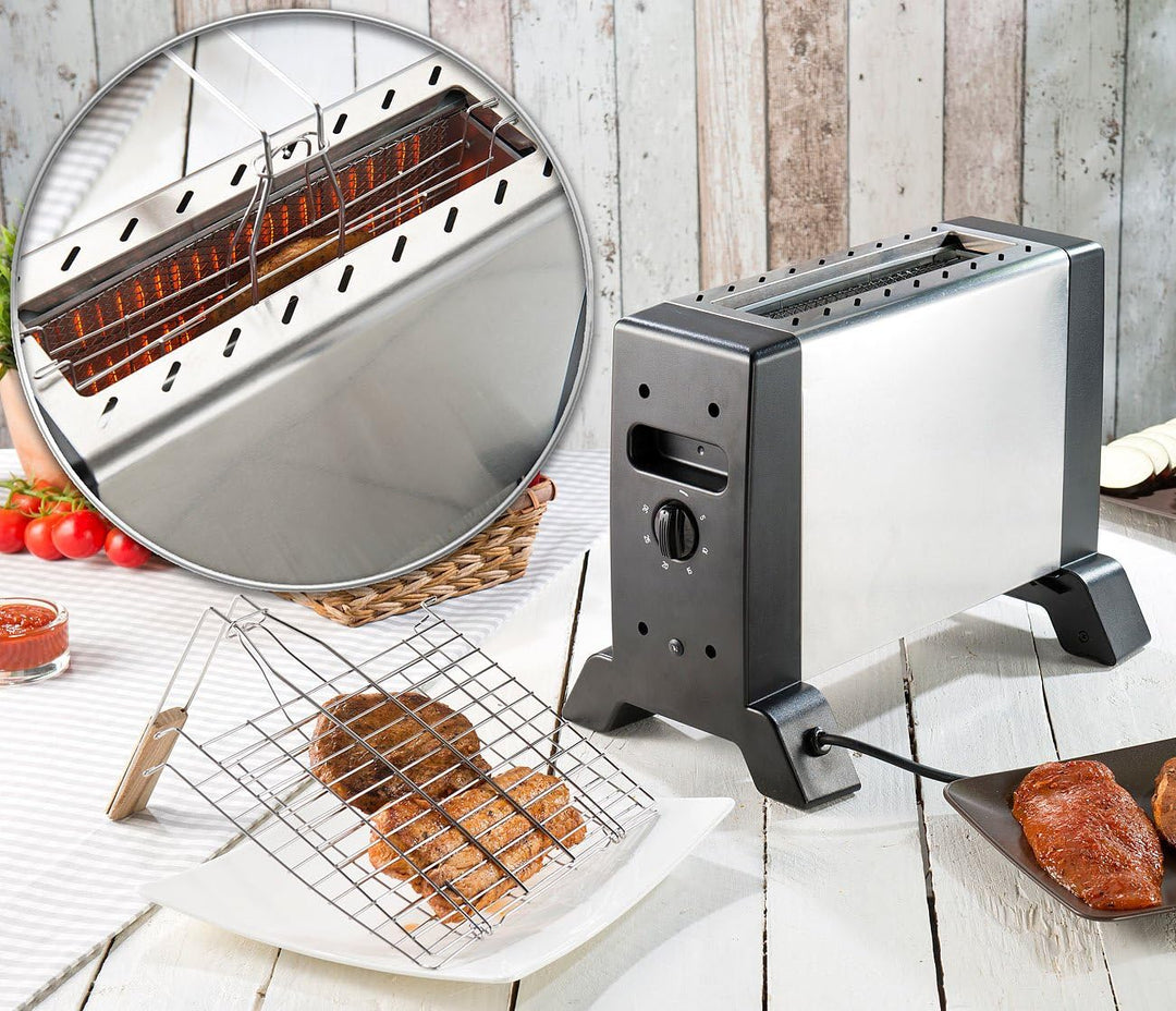 Rosenstein & Söhne Vertikalgrill elektrisch: Vertikaler Infrarot-Tischgrill mit 24 x 18 cm Grillfläc