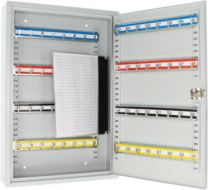 Rottner Schlüsselschrank Eintürig S 64 mit Zylinderschloss, Lichtgrau, 64 Schlüsselanhänger gratis,
