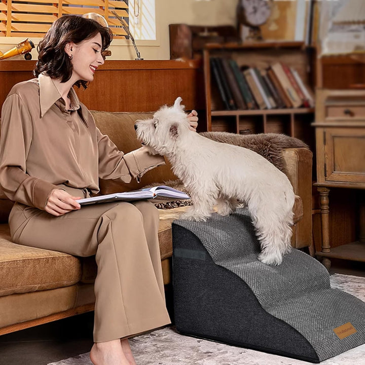 Breiter Hundetreppe 3 Stufen 40cm hoch für Kleine Hunde, Hochdichtem Schaumstoff Haustiertreppe, Was