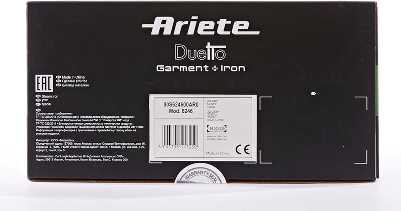 Ariete 6246 Duetto Garment, Bügeleisen Vertikales Dampfbügeleisen und Bügeleisen mit Antihaft-Kerami