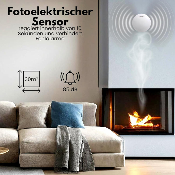 Smart Rauchmelder WLAN - 10 Jahre Batterie - Aroha Smart Connect Rauchmelder - Feuermelder WLAN Vern