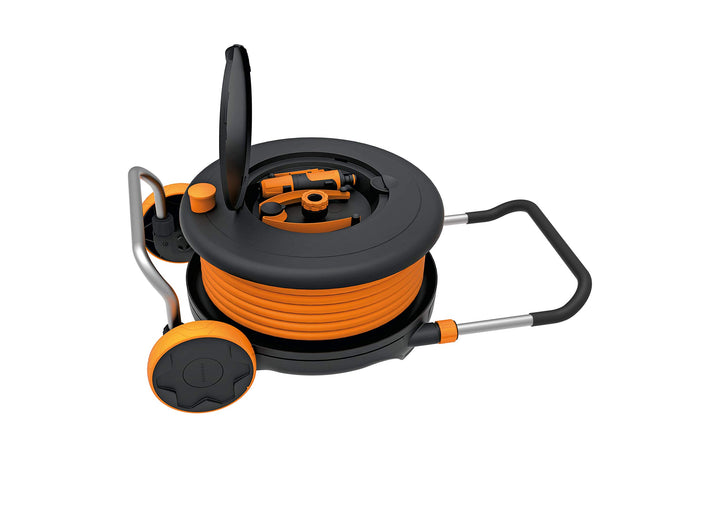 Fiskars Waterwheel M, All-Inclusive-Bewässerungs-Set, 21,5 m Gesamtreichweite, Gartenschlauch in Uni