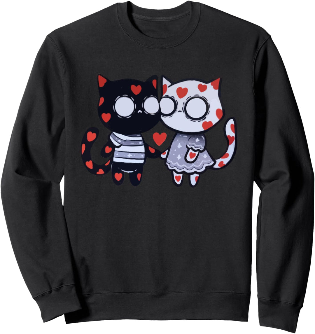 matching couple cats valentines day art Sweatshirt