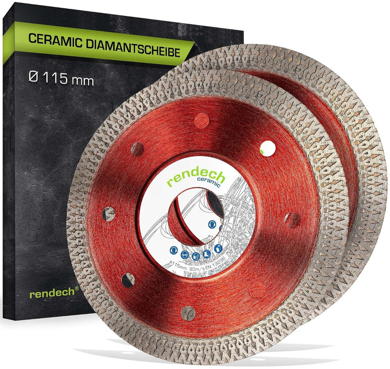 2x Ceramic Diamantscheibe 115mm für Fliesen, Feinsteinzeug, Granit uvm. Profi Diamanttrennscheibe 11